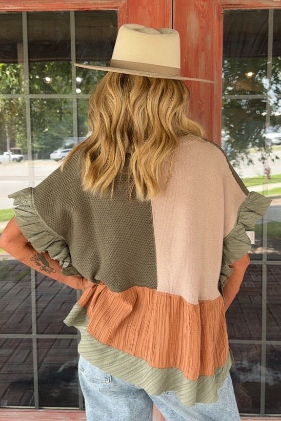 Pumpkin &amp; Sage Knit Top