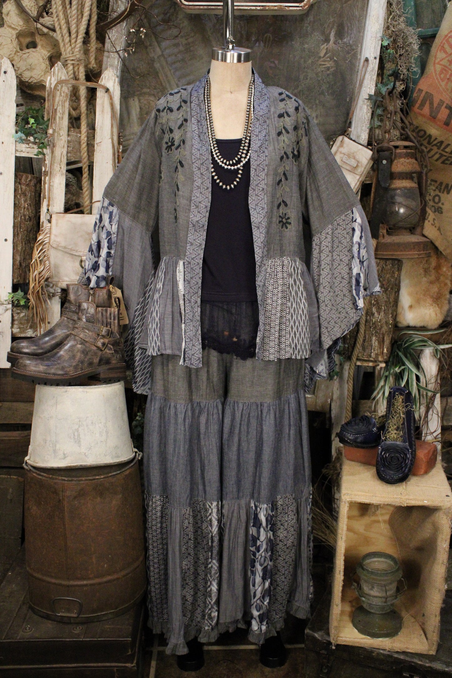 Shades Of Blue Chambray Pants