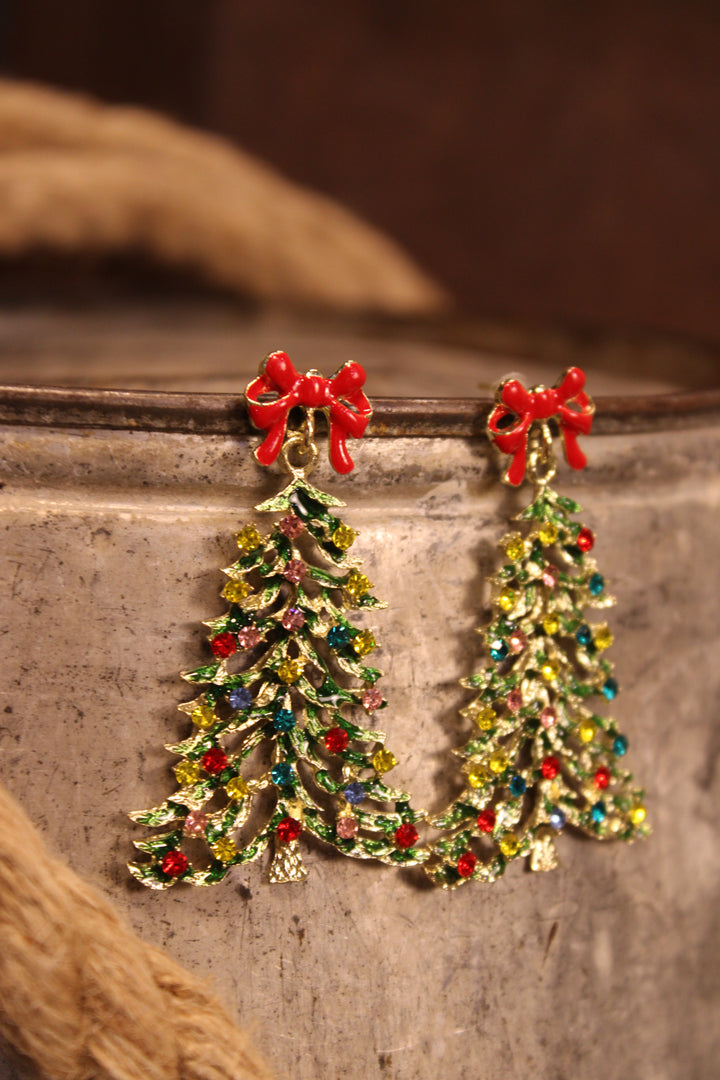 Bling It On Christmas Tree Earrings
