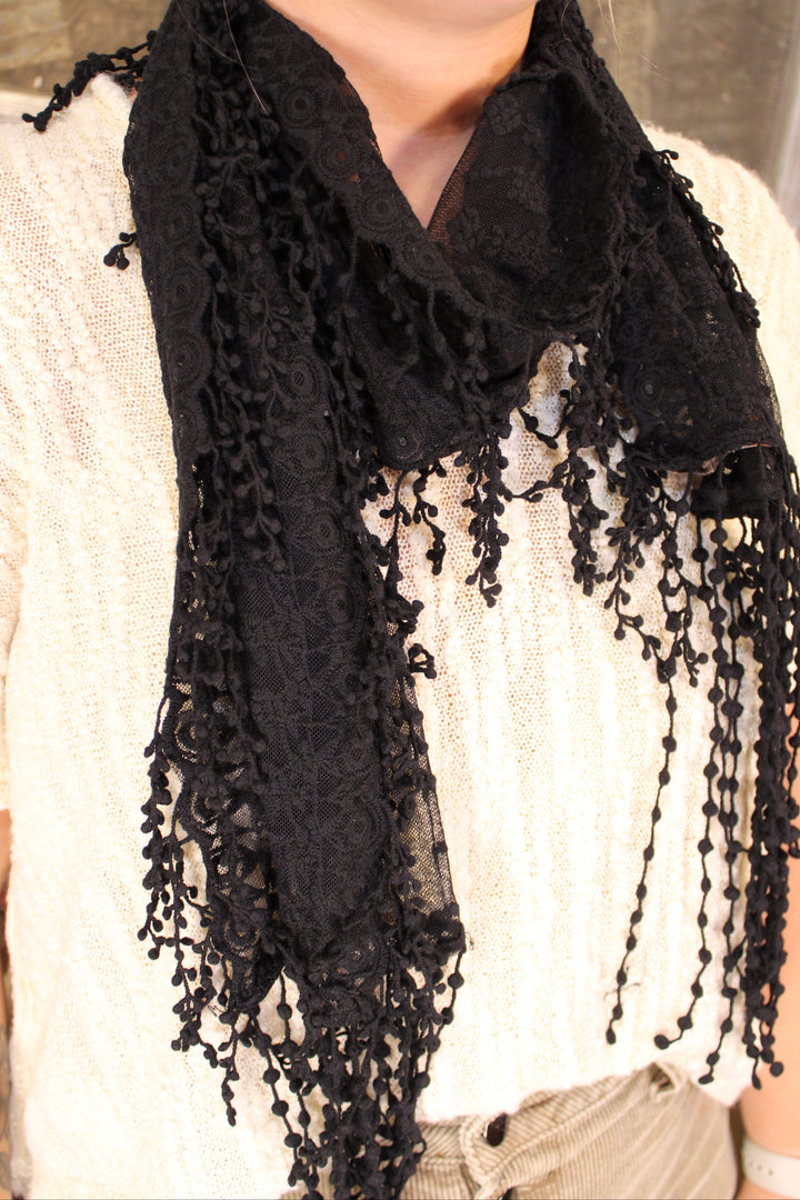 Sweet Celeste Black Lace Scarf