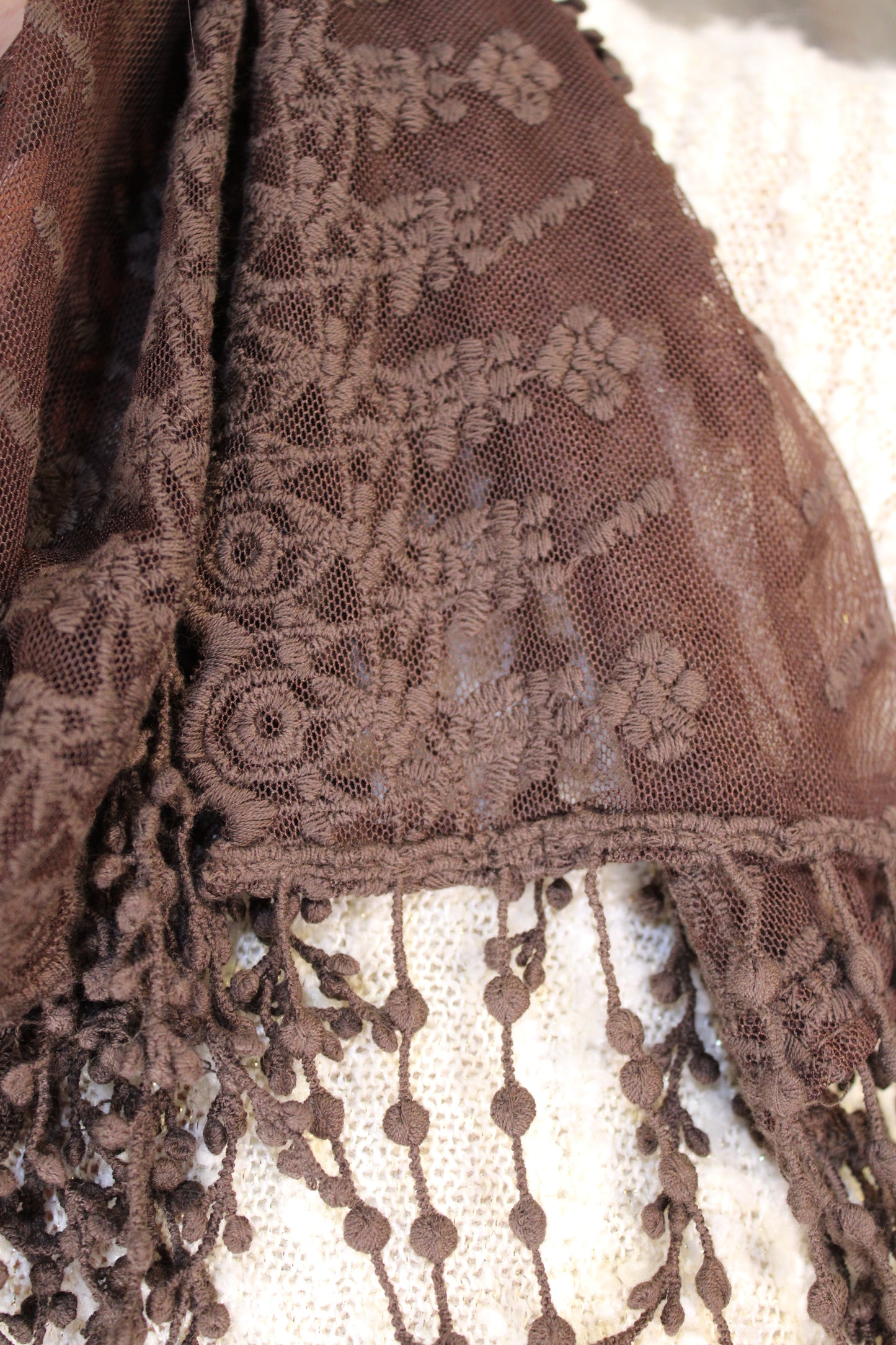 Sweet Celeste Brown Lace Scarf