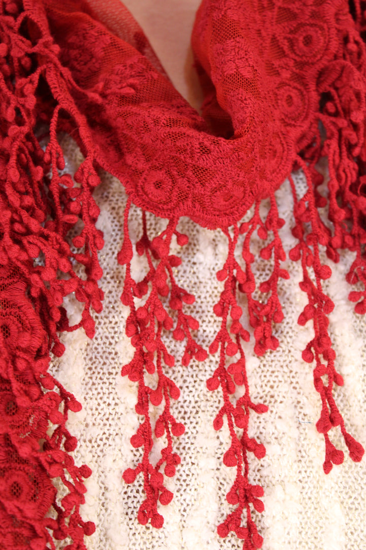 Sweet Celeste Red Lace Scarf