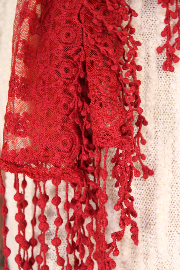 Sweet Celeste Red Lace Scarf
