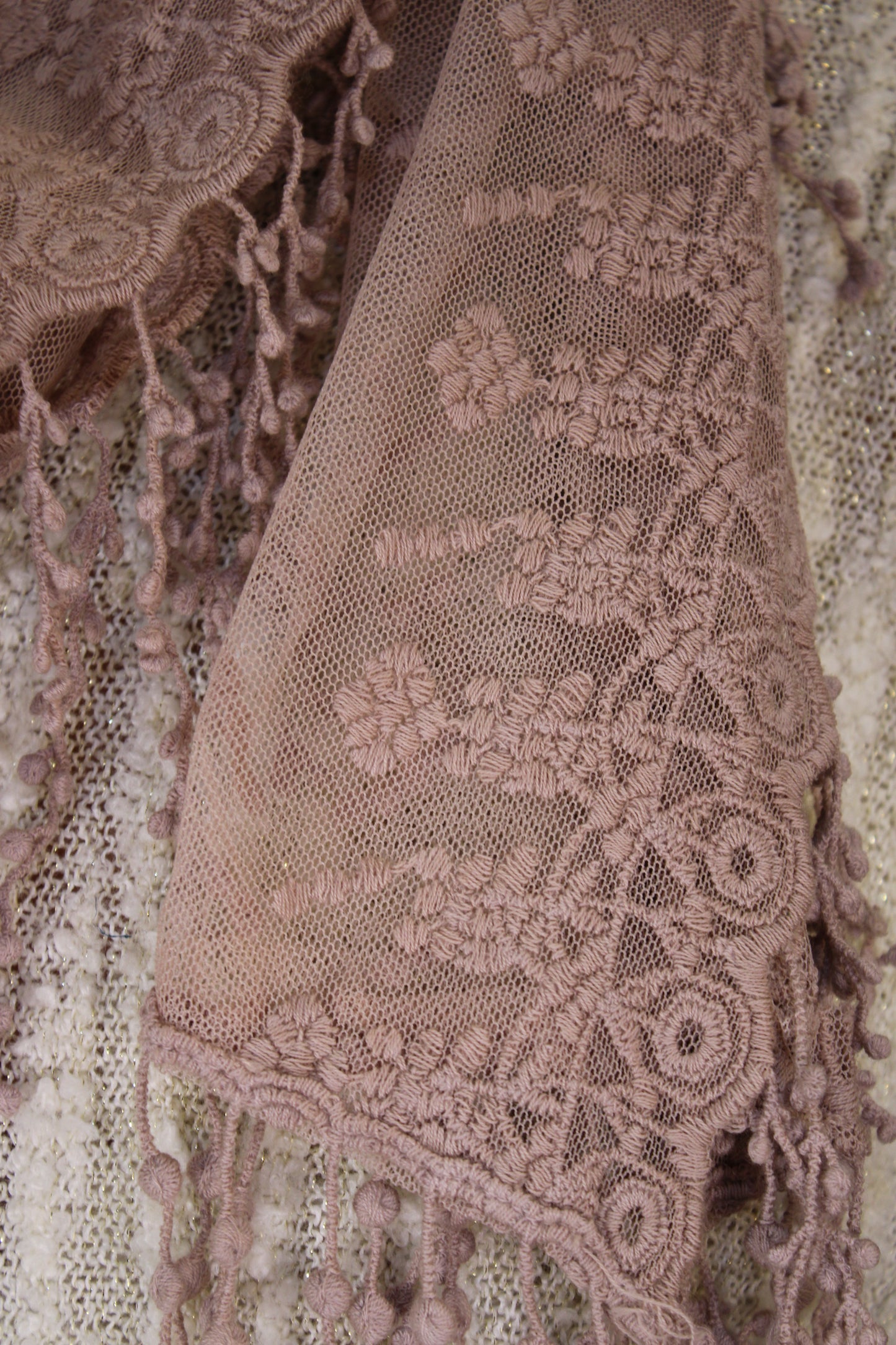 Sweet Celeste Taupe Lace Scarf