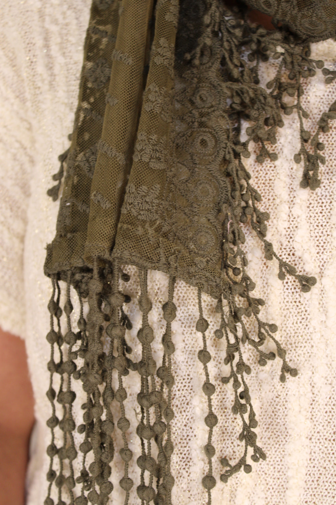 Sweet Celeste Olive Lace Scarf