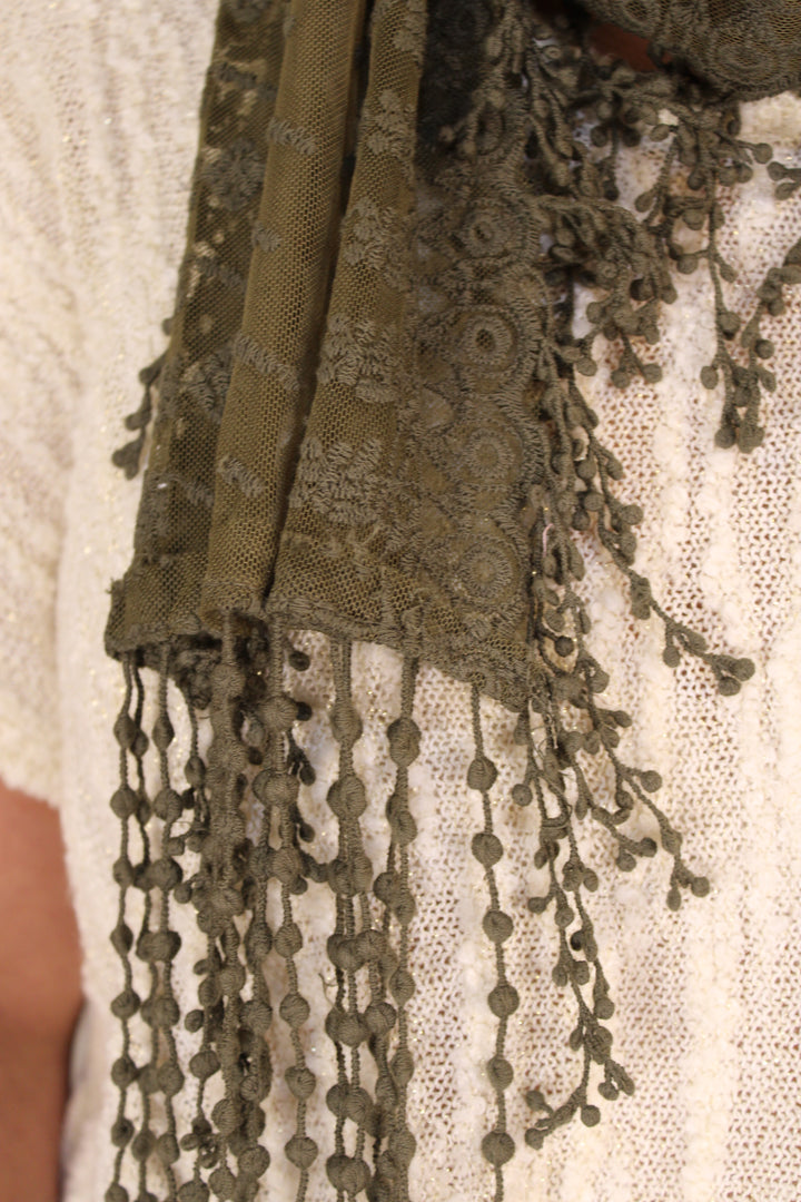 Sweet Celeste Olive Lace Scarf
