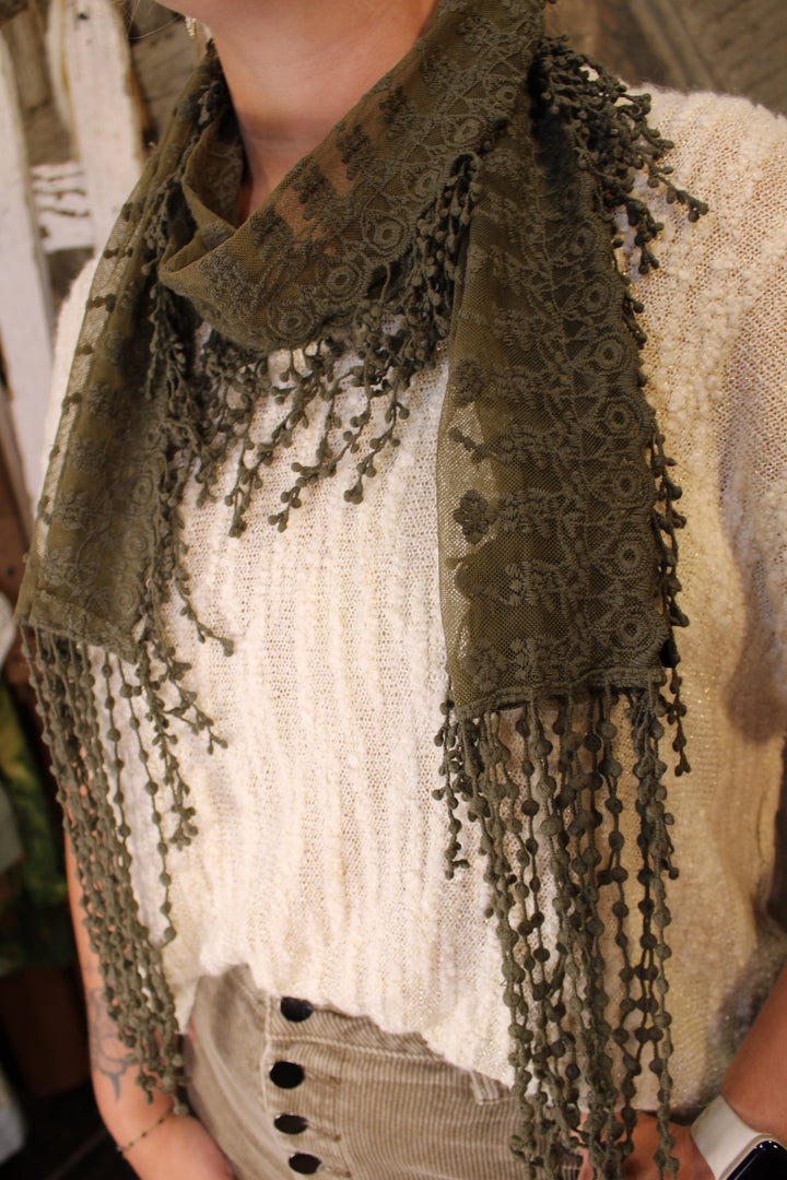 Sweet Celeste Olive Lace Scarf