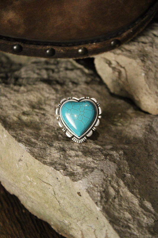 Teal Riverheart Ring
