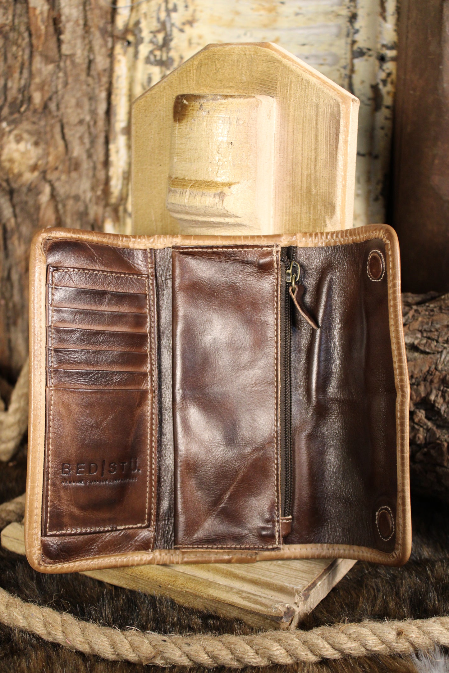 Canton Teak Oats Rustic Wallet Clutch
