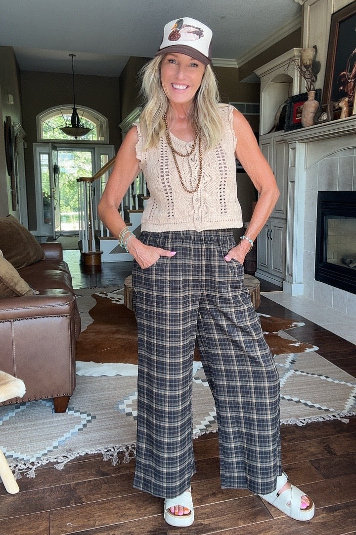 Midnight Checkered Relaxed Pants