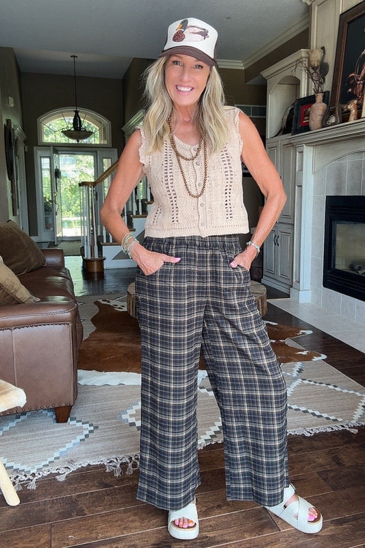 Midnight Checkered Relaxed Pants