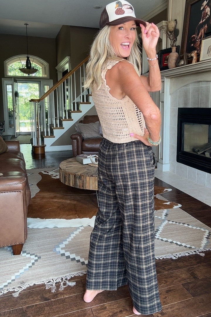 Midnight Checkered Relaxed Pants