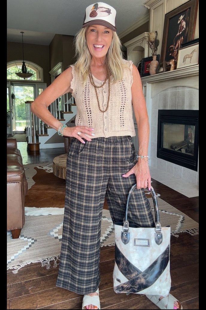 Midnight Checkered Relaxed Pants