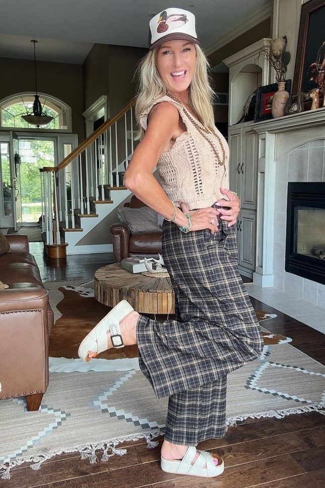 Midnight Checkered Relaxed Pants
