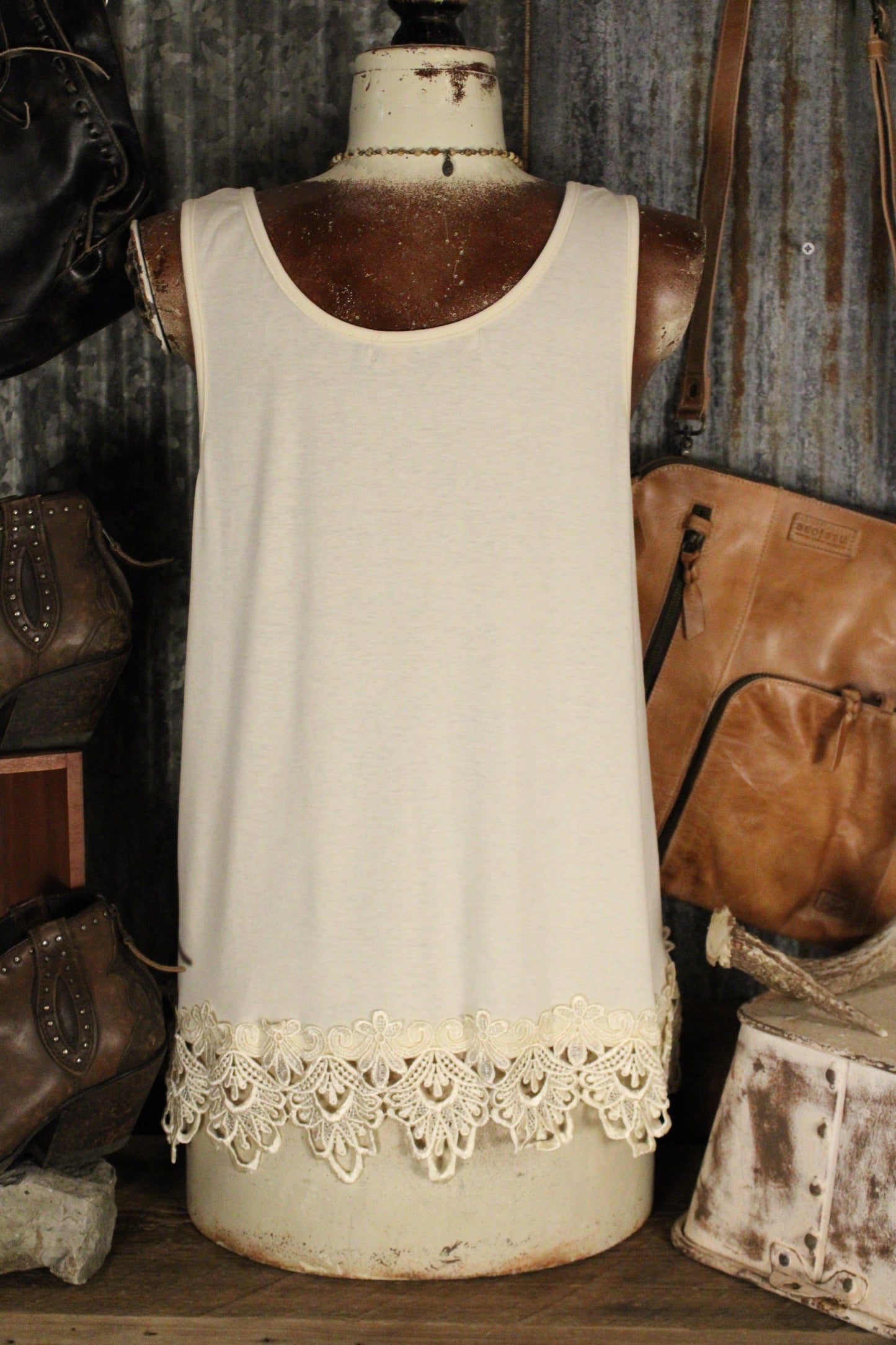 Big Lace Beige Tank Extender