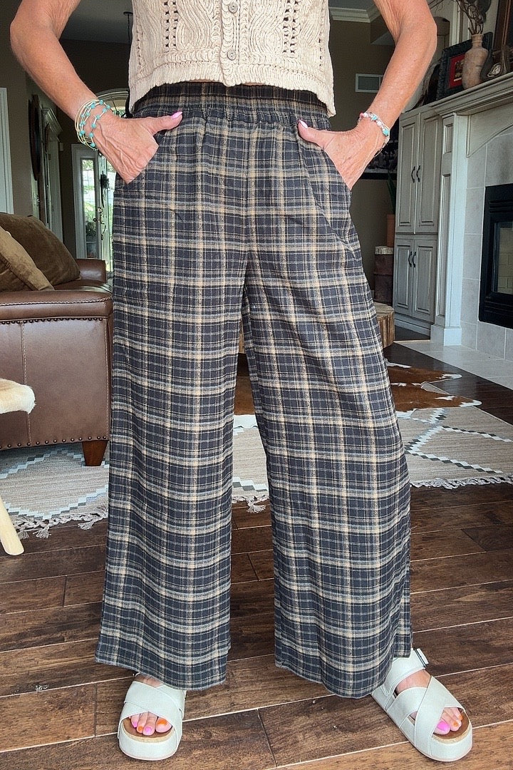 Midnight Checkered Relaxed Pants