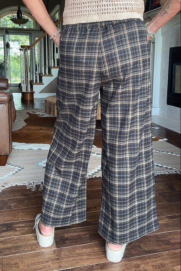 Midnight Checkered Relaxed Pants
