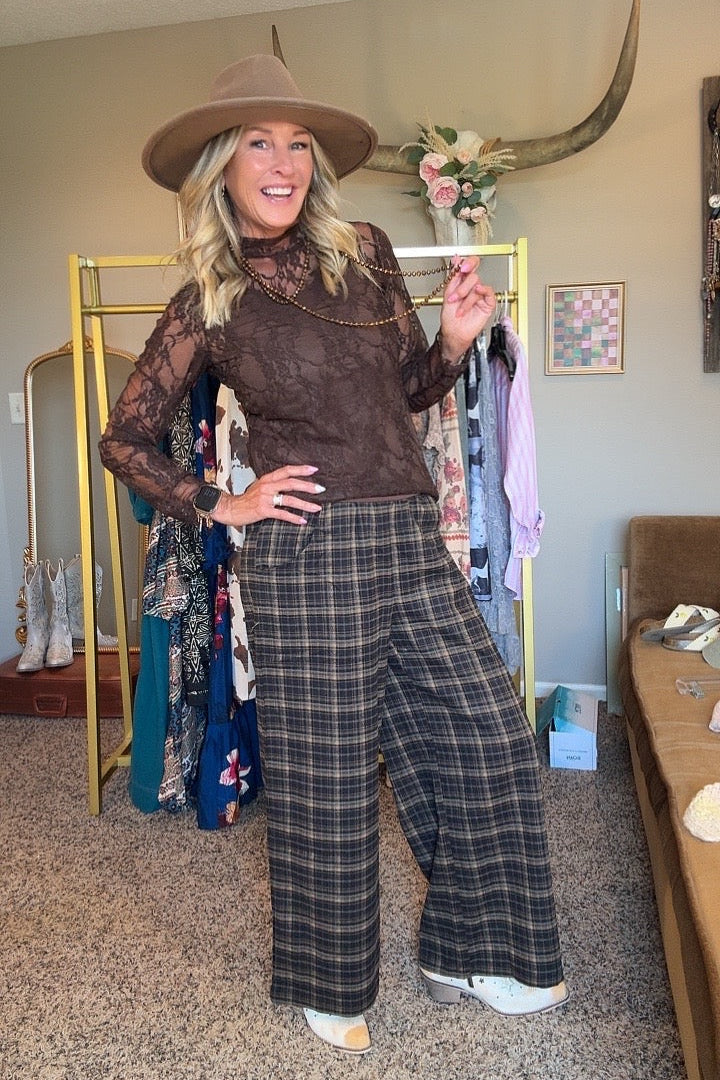 Espresso Bloom Mesh Blouse
