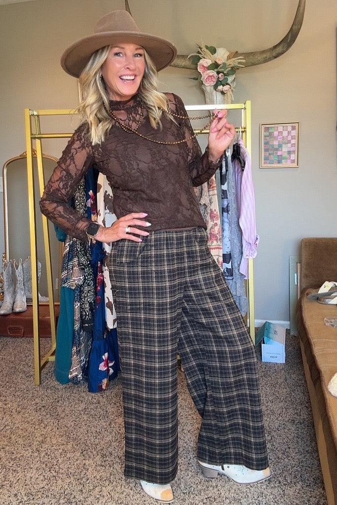 Midnight Checkered Relaxed Pants