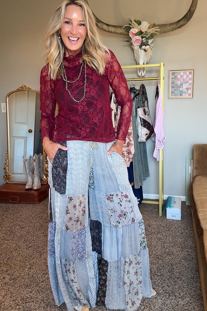 Patchwork Meadow Slate Pants