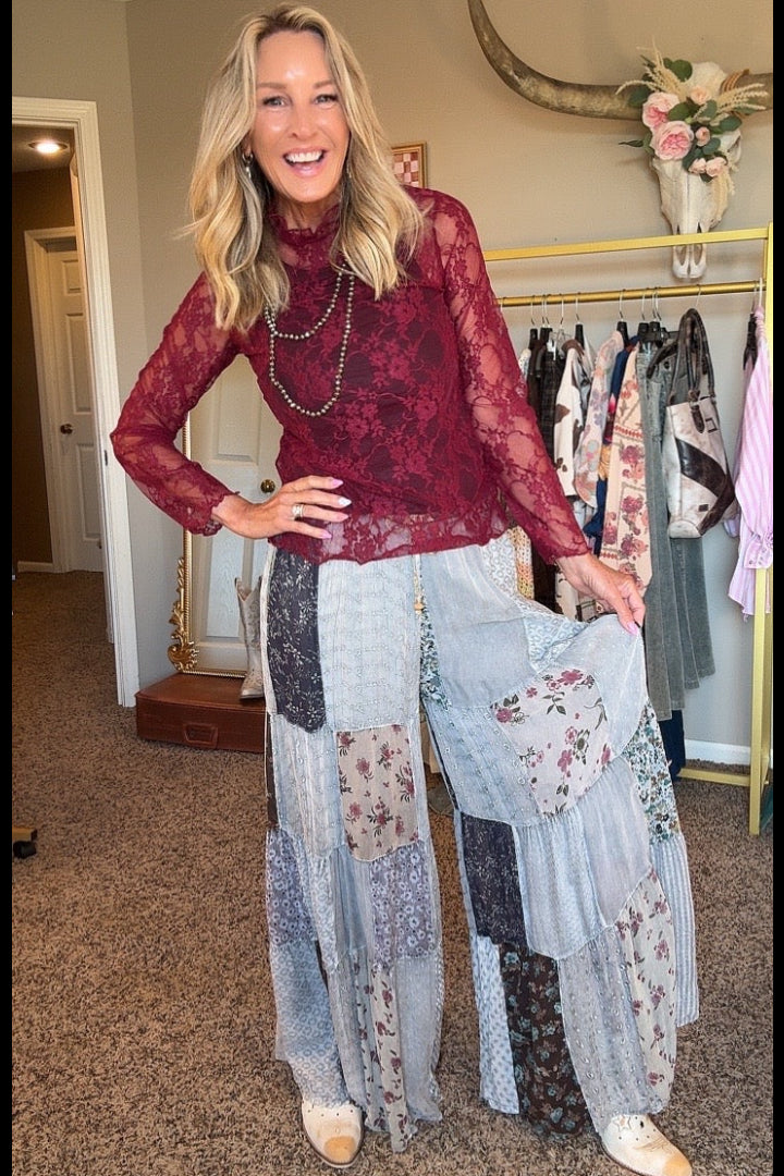 Patchwork Meadow Slate Pants