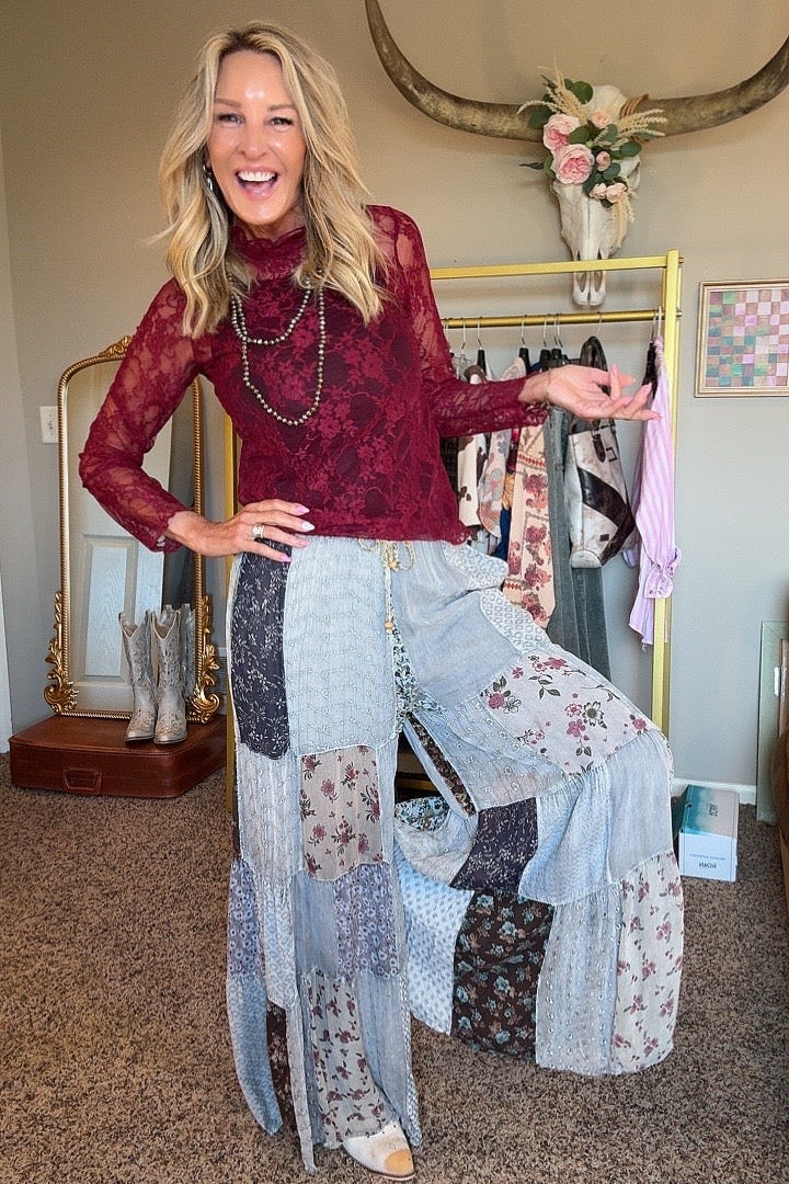 Patchwork Meadow Slate Pants