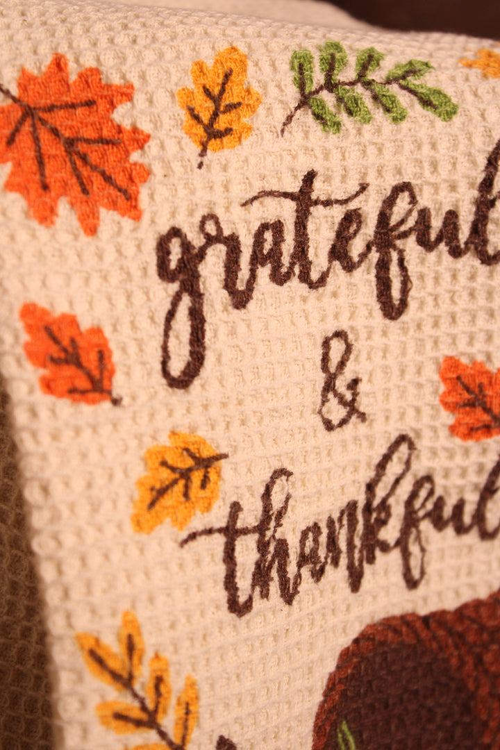 Grateful &amp; Thankful Kitchen Towel