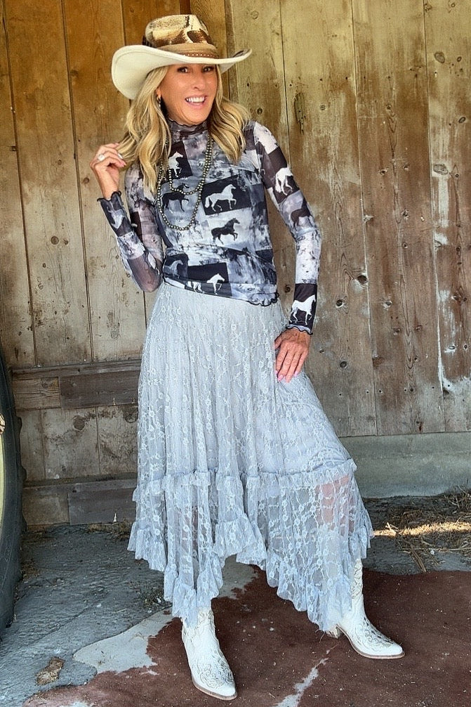 Silver Shimmer Veil Skirt