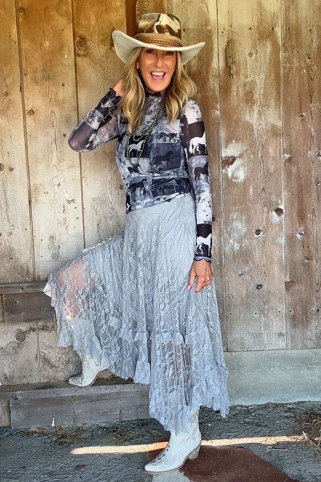 Silver Shimmer Veil Skirt