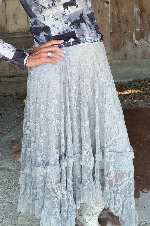 Silver Shimmer Veil Skirt