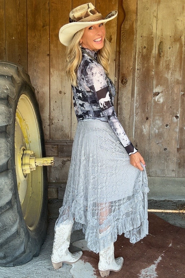 Silver Shimmer Veil Skirt
