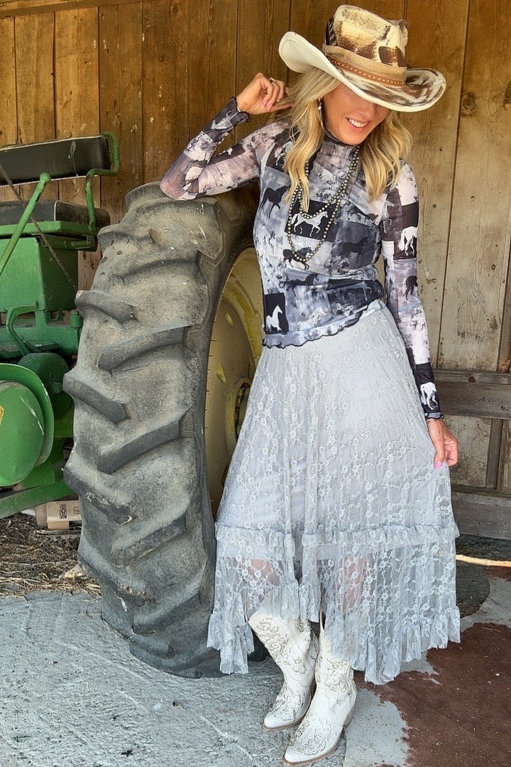 Whispering Stallion Mesh Blouse