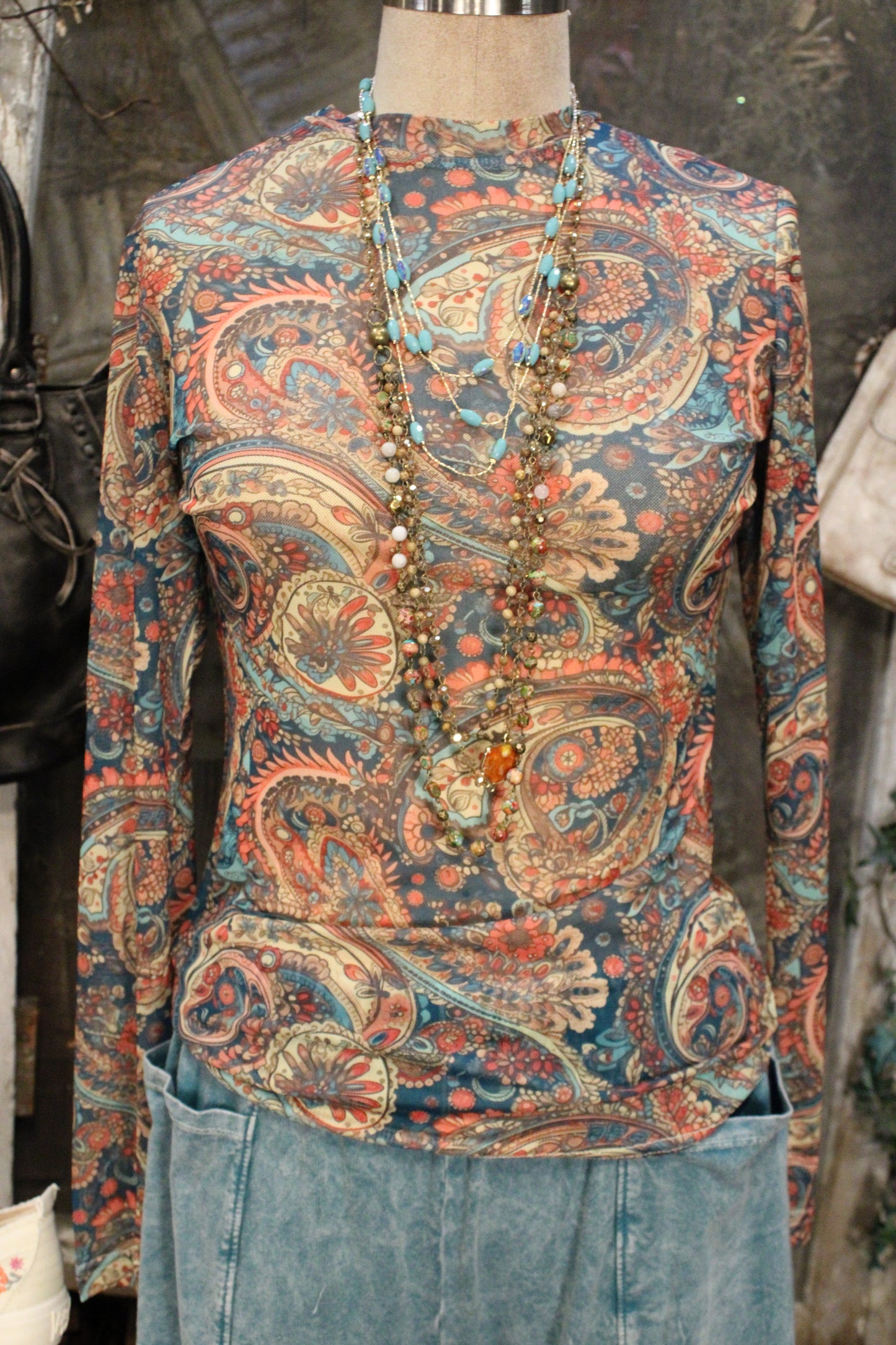 Oasis Paisley Mesh Top