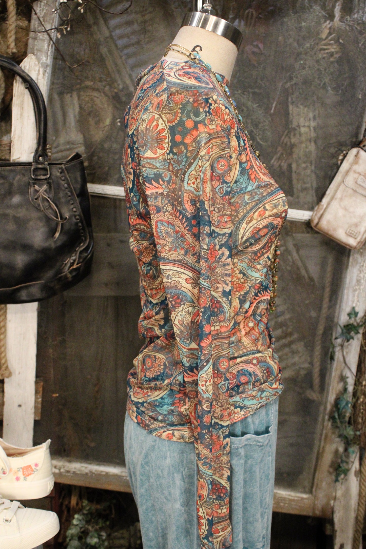 Oasis Paisley Mesh Top