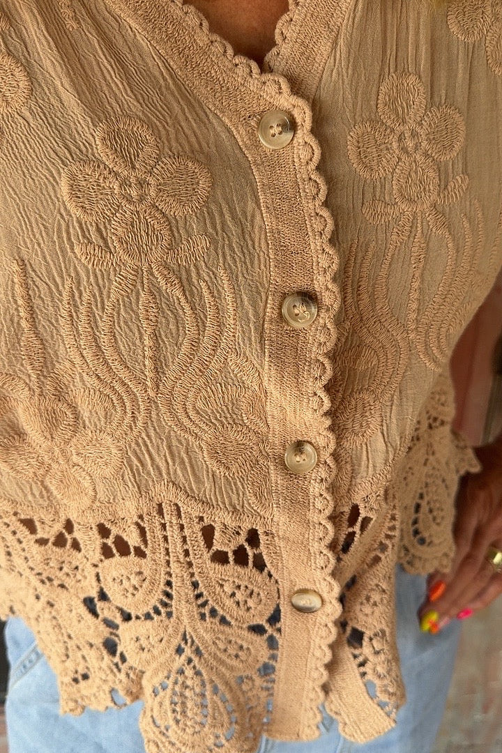 Aspen Lace Taupe Cardigan