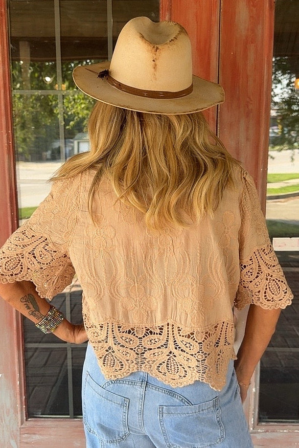 Aspen Lace Taupe Cardigan