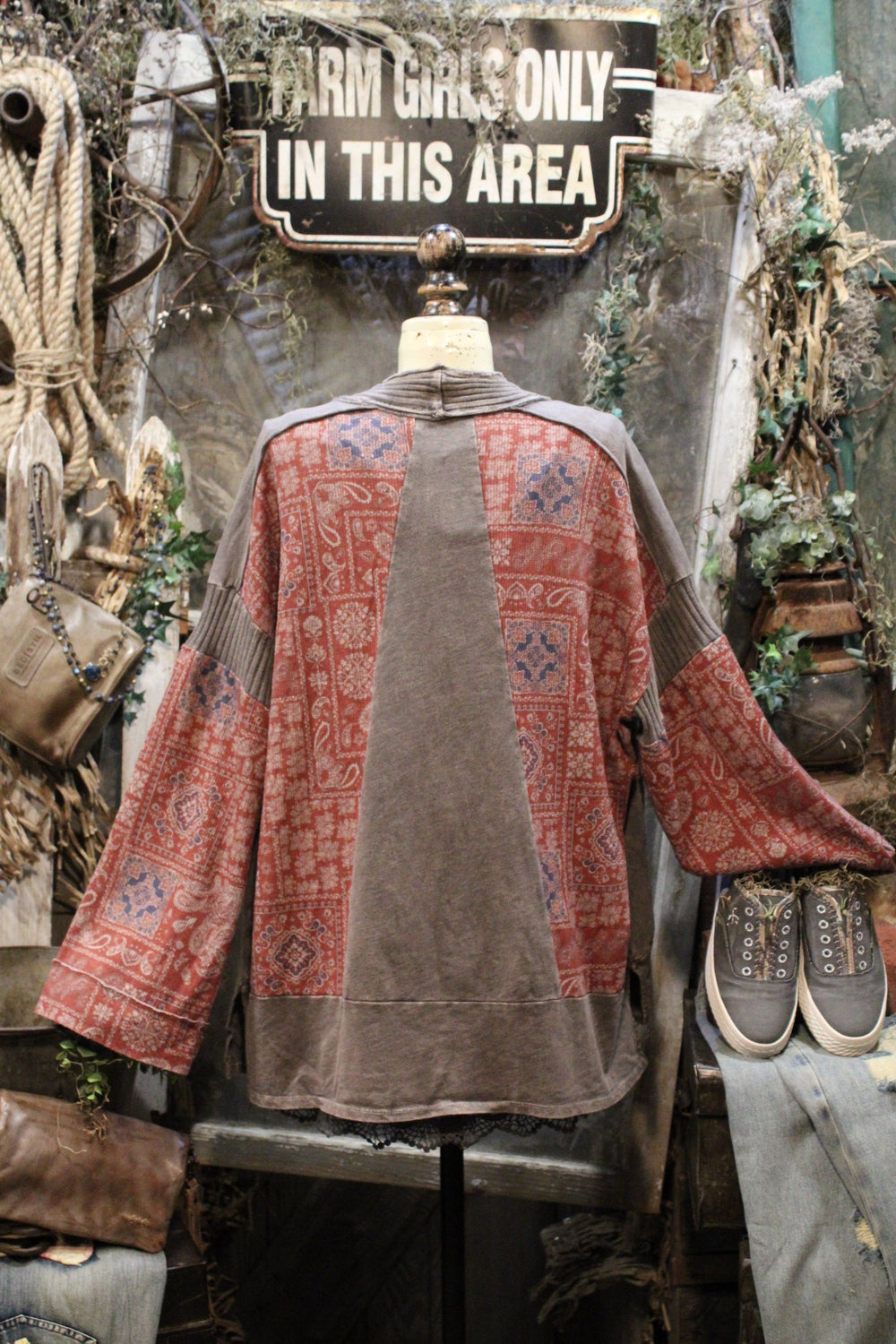 Boho Charcoal Paisley Cardigan