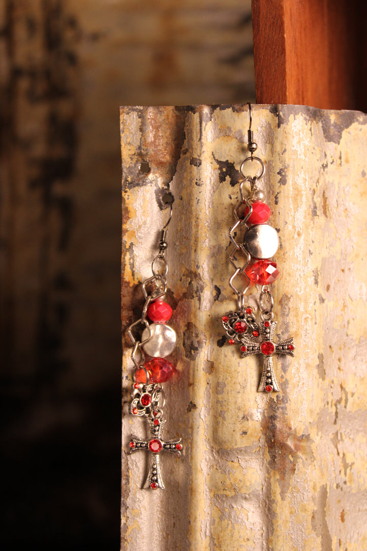 FGO Wildfire Sterling Cross Earrings