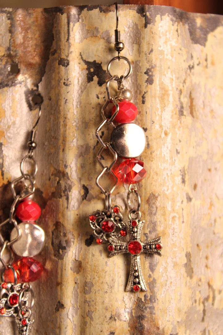 FGO Wildfire Sterling Cross Earrings