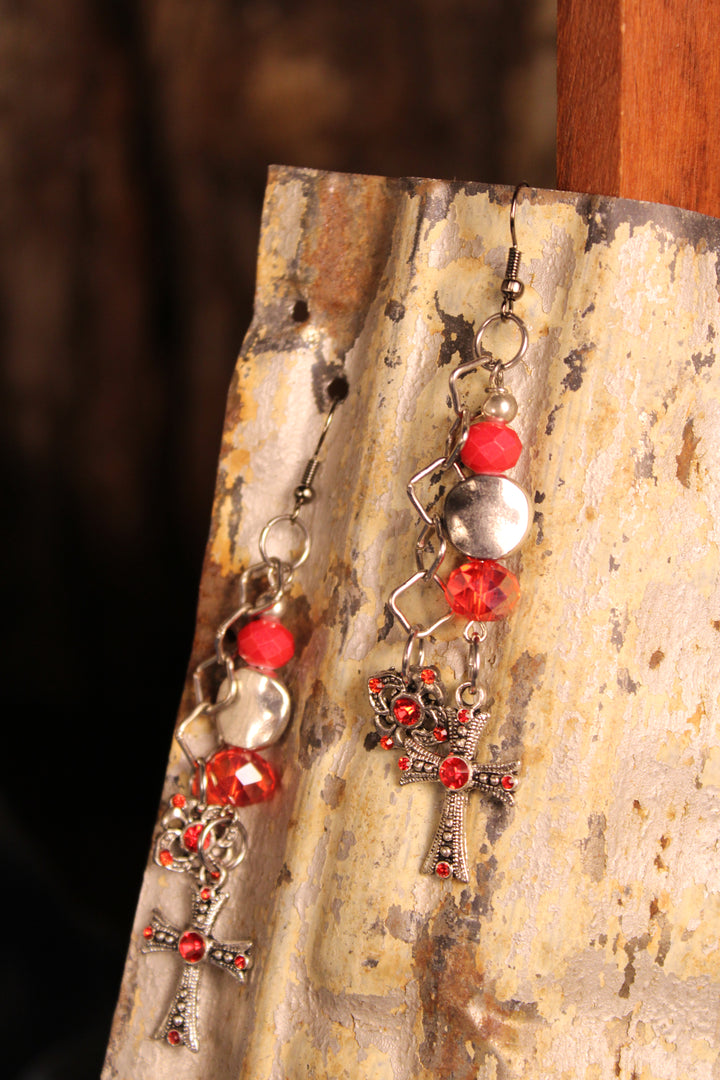 FGO Wildfire Sterling Cross Earrings