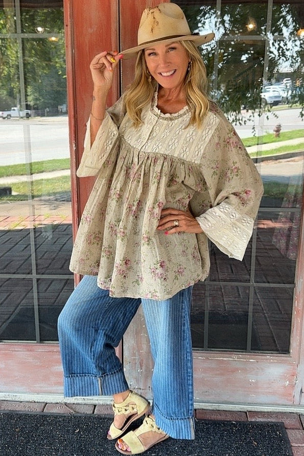 Vintage Rose &amp; Lace Blouse