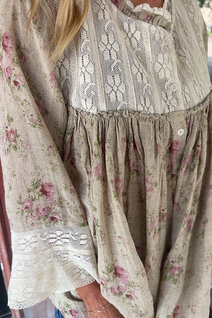 Vintage Rose &amp; Lace Blouse