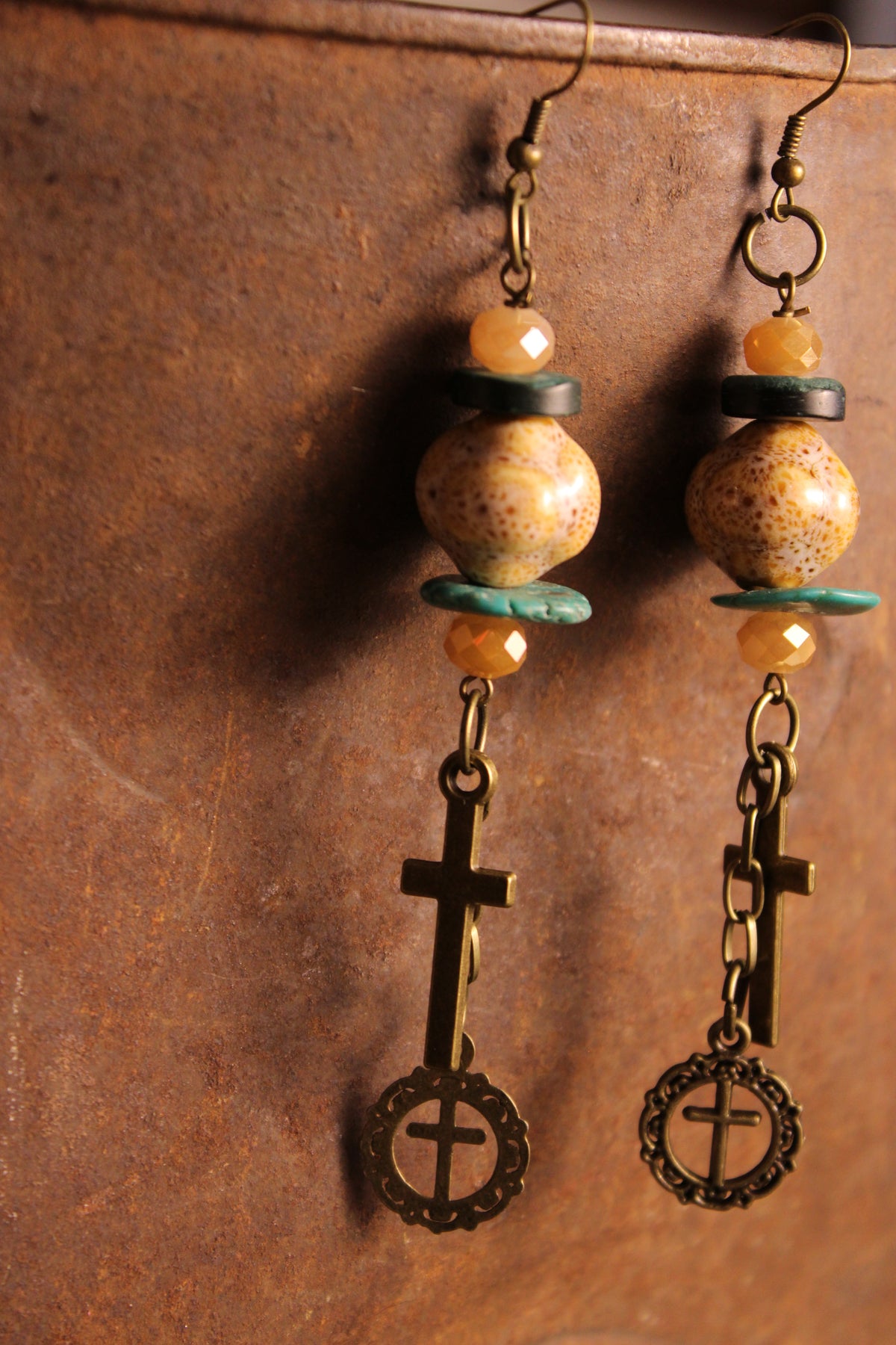 FGO Emerald Meadow Cross Earrings