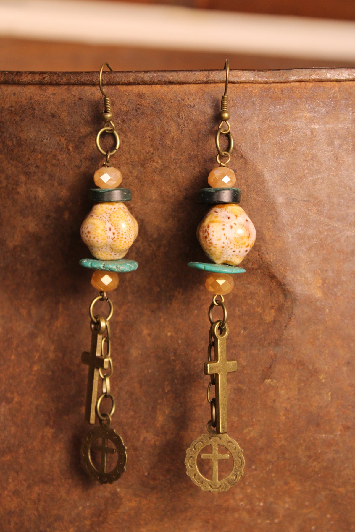 FGO Emerald Meadow Cross Earrings