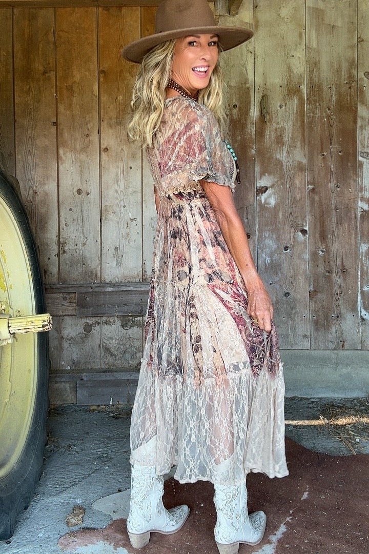 Vintage Bird Tiered Lace Dress