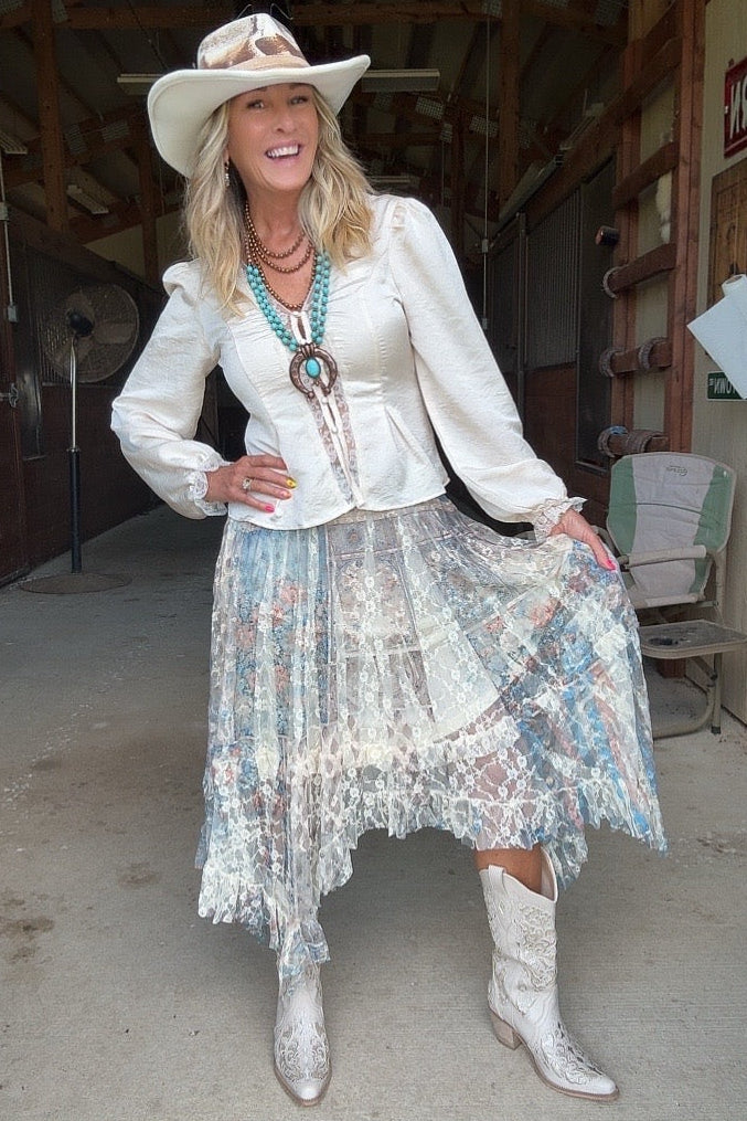 Patch Taupe Shimmer Veil Skirt