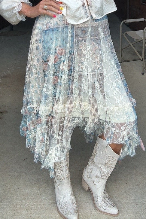 Patch Taupe Shimmer Veil Skirt