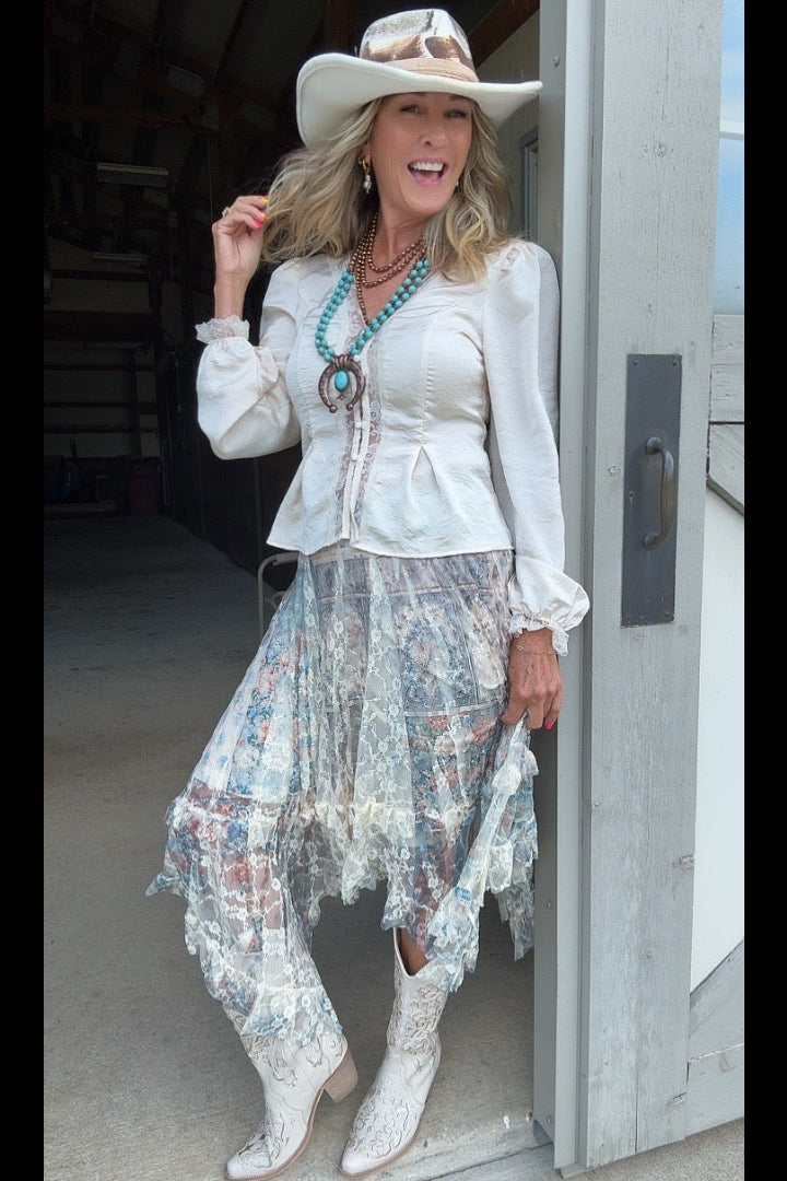 Patch Taupe Shimmer Veil Skirt