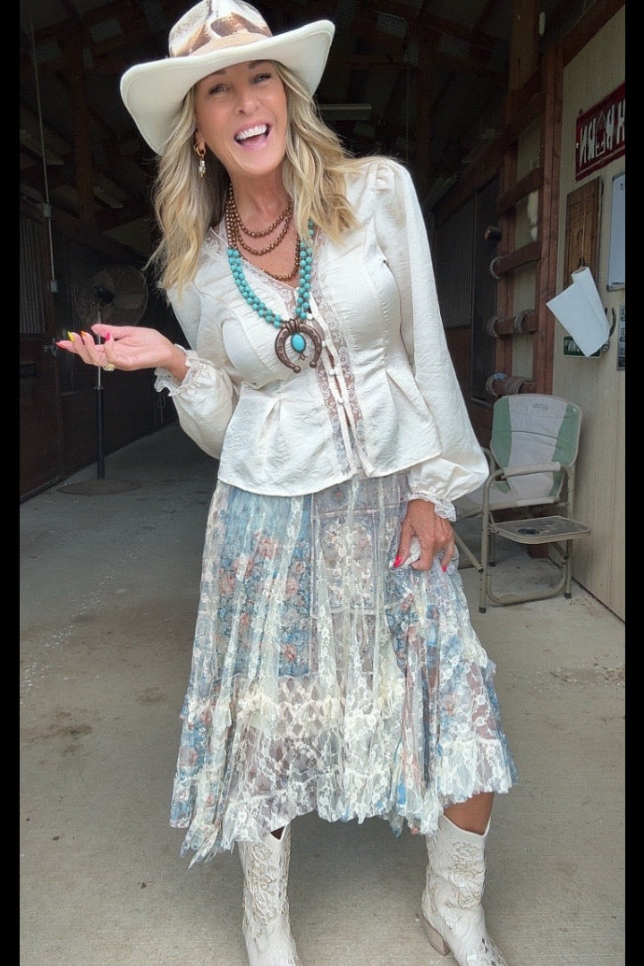 Patch Taupe Shimmer Veil Skirt