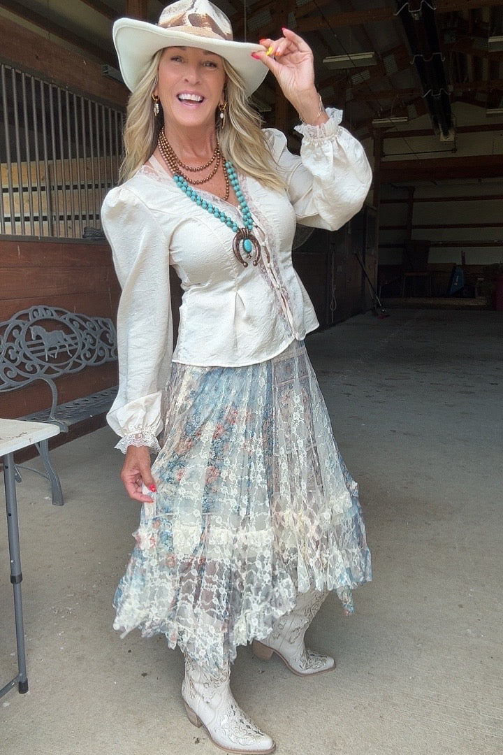 Patch Taupe Shimmer Veil Skirt